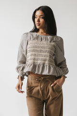 Kesley Smocked Blouse in Brown - FINAL SALE
