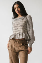 Kesley Smocked Blouse in Brown - FINAL SALE