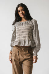 Kesley Smocked Blouse in Brown - FINAL SALE