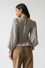 Kesley Smocked Blouse in Brown - FINAL SALE