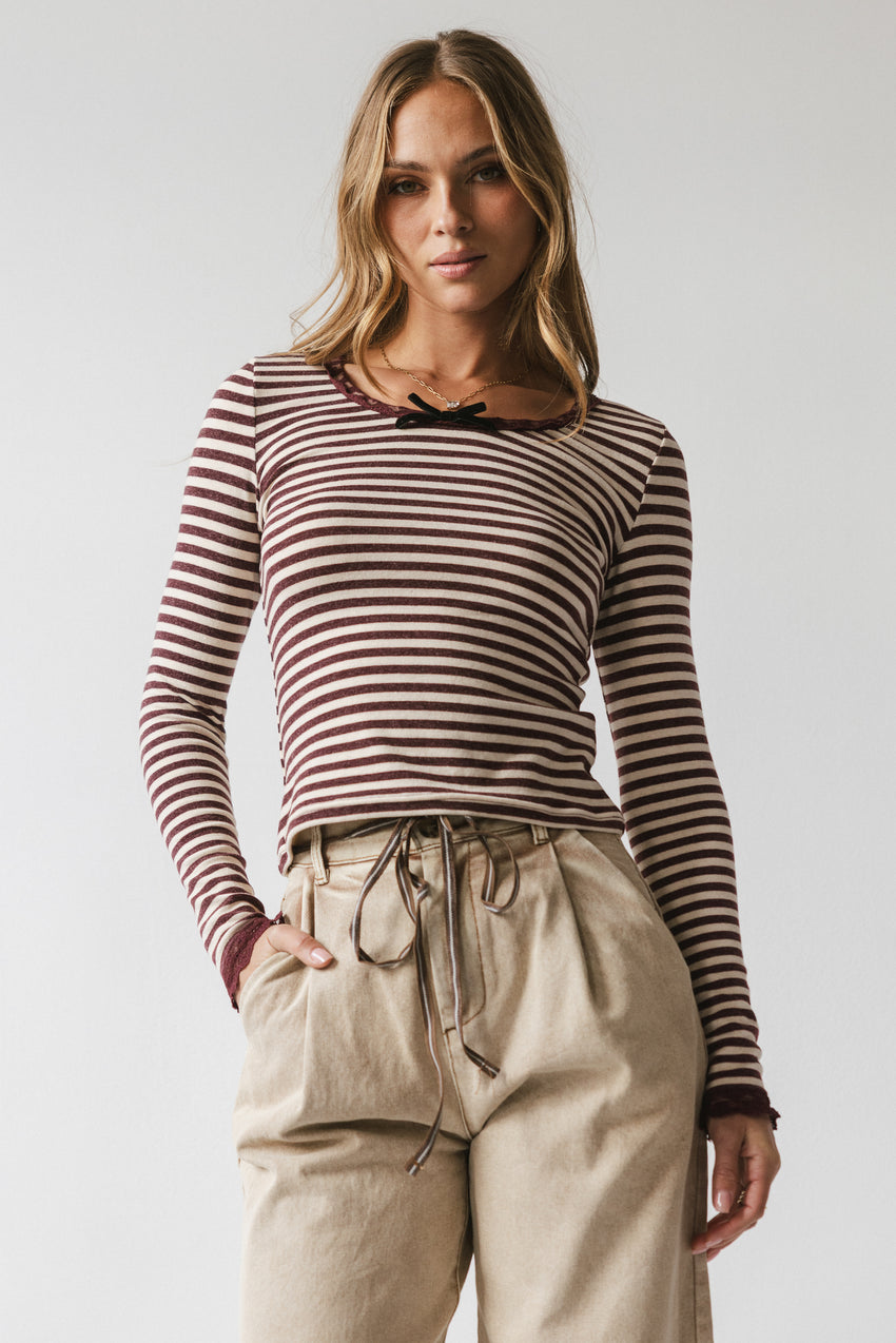 Kiya Striped Top in Burgundy - FINAL SALE