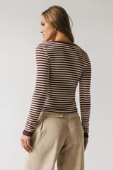 Kiya Striped Top in Burgundy - FINAL SALE