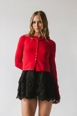Maddy Button Up Cardigan in Red - FINAL SALE