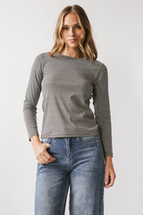 Makayla Shirt in Striped Charcoal - FINAL SALE