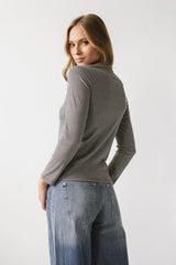 Makayla Shirt in Striped Charcoal - FINAL SALE
