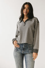 Kessie Striped Top in Grey - FINAL SALE