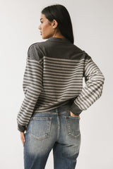 Kessie Striped Top in Grey - FINAL SALE