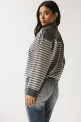 Kessie Striped Top in Grey - FINAL SALE