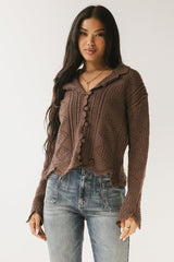 Mary Crochet Cardigan in Brown - FINAL SALE