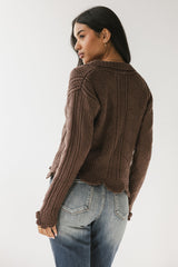 Mary Crochet Cardigan in Brown - FINAL SALE