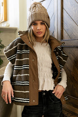 Mellanie Striped Sherpa Vest in Mocha - FINAL SALE