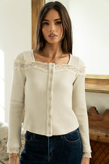Kandice Waffle Knit Top in Natural - FINAL SALE