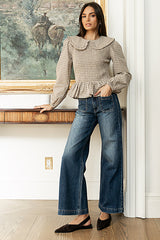 Kristy Smocked Blouse in Beige - FINAL SALE