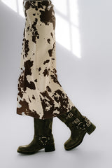 Bethie Cow Print Midi Skirt - FINAL SALE