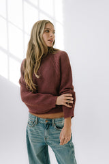 Shayla Knit Sweater in Burgundy - FINAL SALE