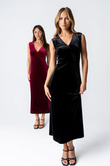 Kalani Velvet Maxi Dress in Black - FINAL SALE
