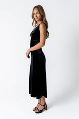 Kalani Velvet Maxi Dress in Black - FINAL SALE