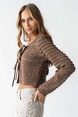 Jordy Textured Top in Brown - FINAL SALE