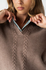 Melissa Contrast Sweater in Mocha - FINAL SALE