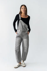 Tansy Denim Overalls in Grey