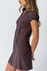 Lockie Pinstripe Mini Dress in Dark Brown - FINAL SALE