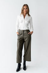 Brecken Pleated Button Up in White - FINAL SALE