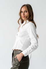 Brecken Pleated Button Up in White - FINAL SALE