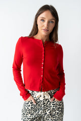 Maddy Button Up Cardigan in Red - FINAL SALE