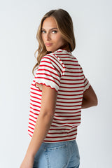 Walker Scalloped Top in Red - FINAL SALE