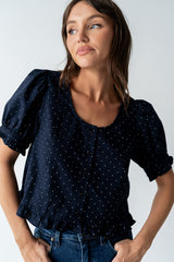 Jessie Polka Dot Blouse in Navy - FINAL SALE