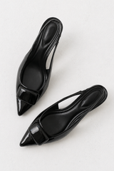 Nena Slingback Heels in Black - FINAL SALE