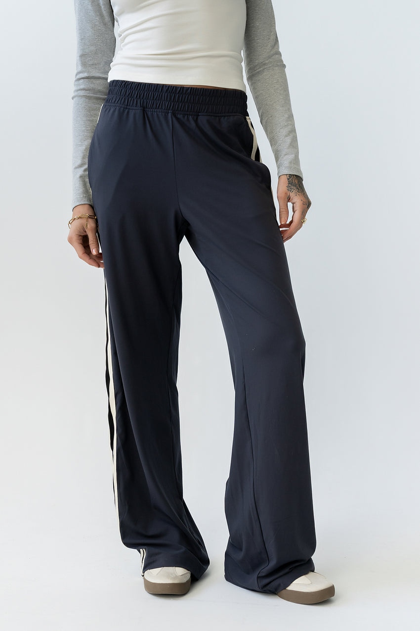 Avery Striped Pants in Charcoal