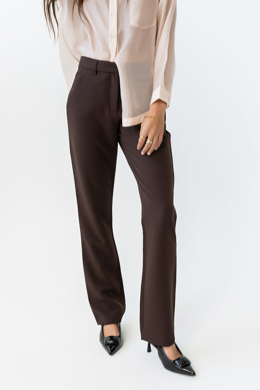 Montie Straight Leg Trousers in Brown - FINAL SALE