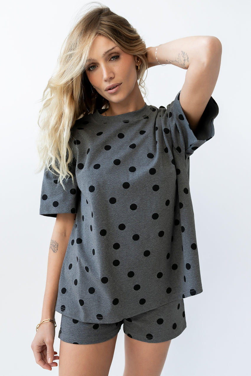 James Polka Dot Tee in Charcoal - FINAL SALE