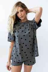 James Polka Dot Tee in Charcoal - FINAL SALE