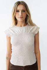 Josey Smocked Top in Ecru - FINAL SALE