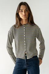Julianne Striped Cardigan in Black - FINAL SALE