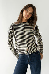 Julianne Striped Cardigan in Black - FINAL SALE