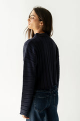 Brandi Collared Sweater in Navy