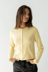 Maddy Button Up Cardigan in Yellow - FINAL SALE