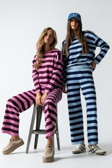 Joey Striped Wide Leg Pants in Navy - FINAL SALE