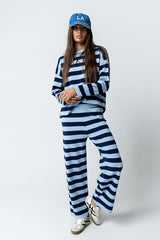 Joey Striped Wide Leg Pants in Navy - FINAL SALE