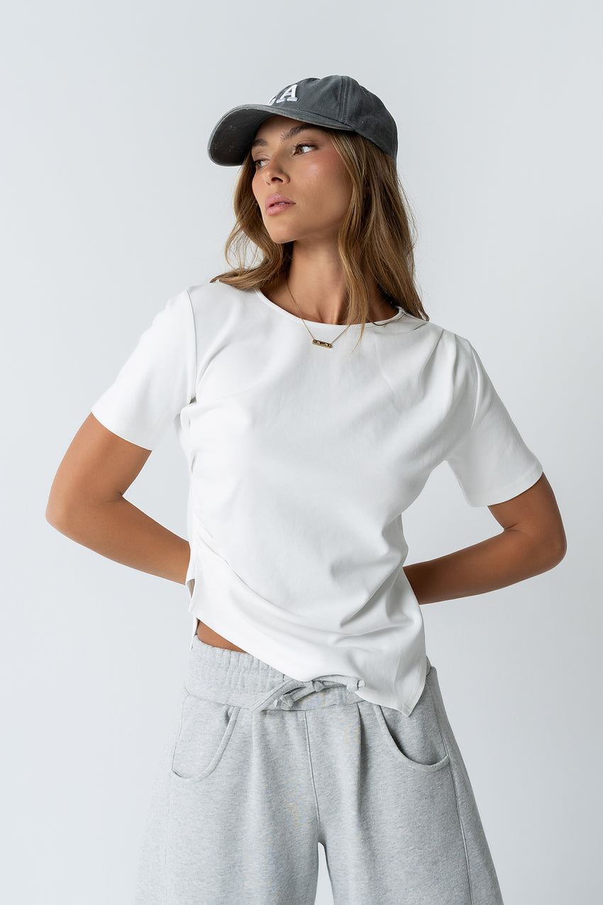 Stan Ruched Top in White - FINAL SALE