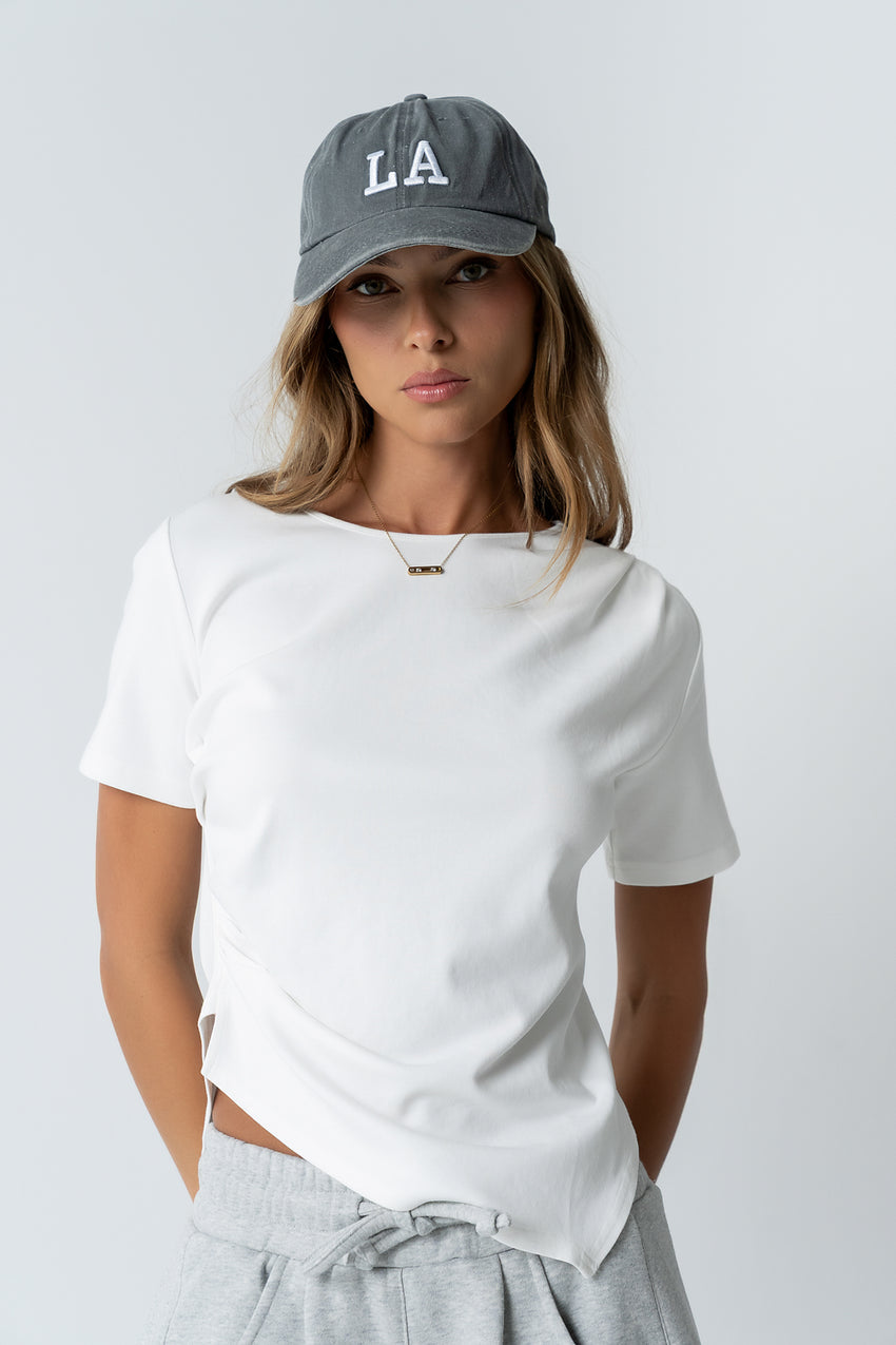 Stan Ruched Top in White - FINAL SALE