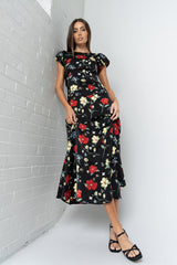 Jenna Floral Maxi Dress in Black - FINAL SALE