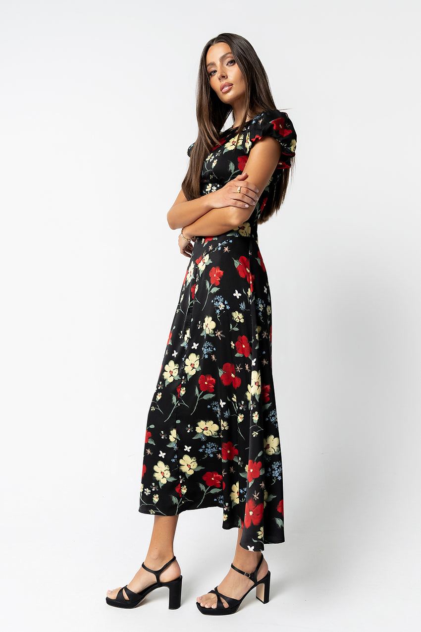 Jenna Floral Maxi Dress in Black - FINAL SALE