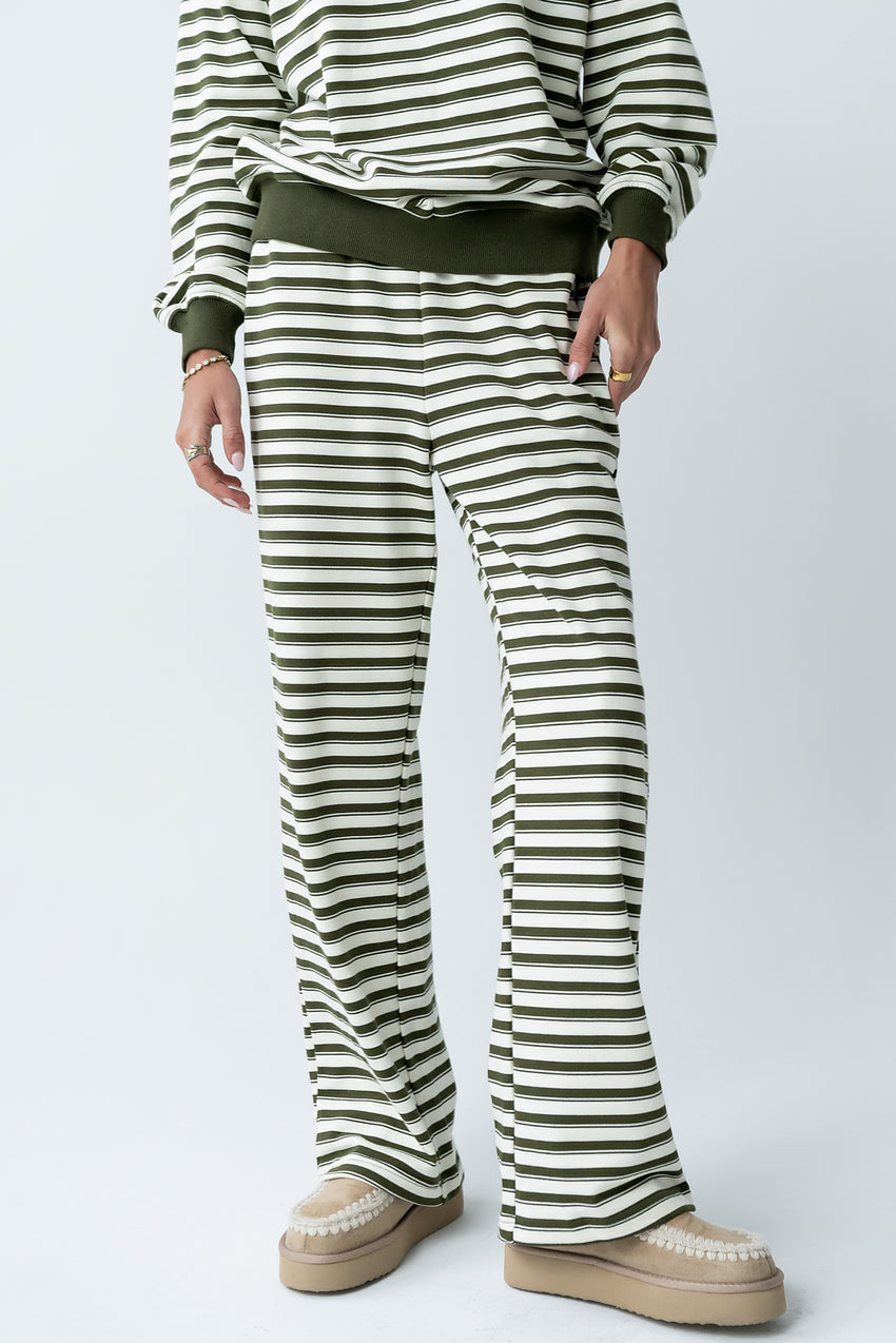 Taya Striped Wide Leg Pants in Olive - FINAL SALE