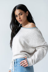 Kellie Contrast Sweater in Beige - FINAL SALE