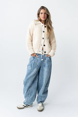 Jonah Collared Cardigan in Cream - FINAL SALE