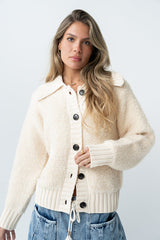 Jonah Collared Cardigan in Cream - FINAL SALE